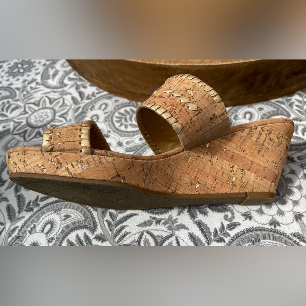 Jack Rogers - size 9 Natural Cork/Gold wedges with a 3” heel - Picture 3 of 3